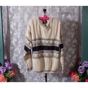 Jantzen Sweater Vintage 80s Dad Sweater Striped Classic 1980s Retro Size XL